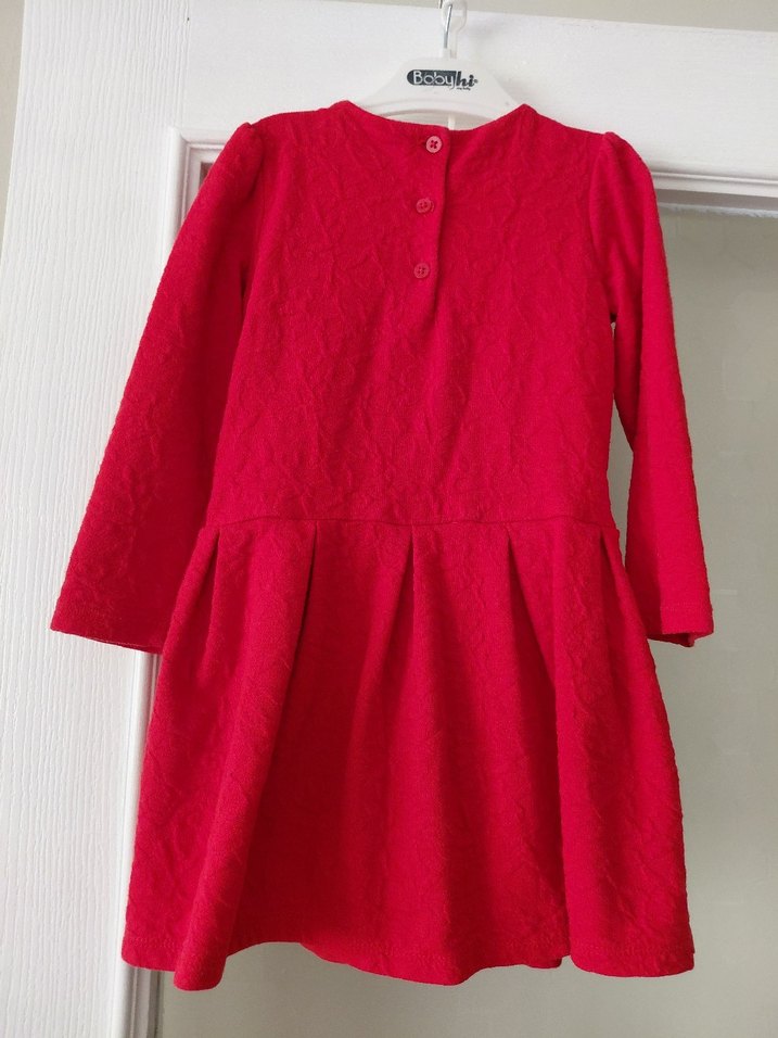 Kız Çocuk Kırmızı Pilili Elbise - Görsel 2