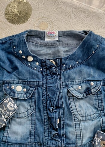 Nakışlı Düğmeli İnce  Kot Ceket - Görsel 3