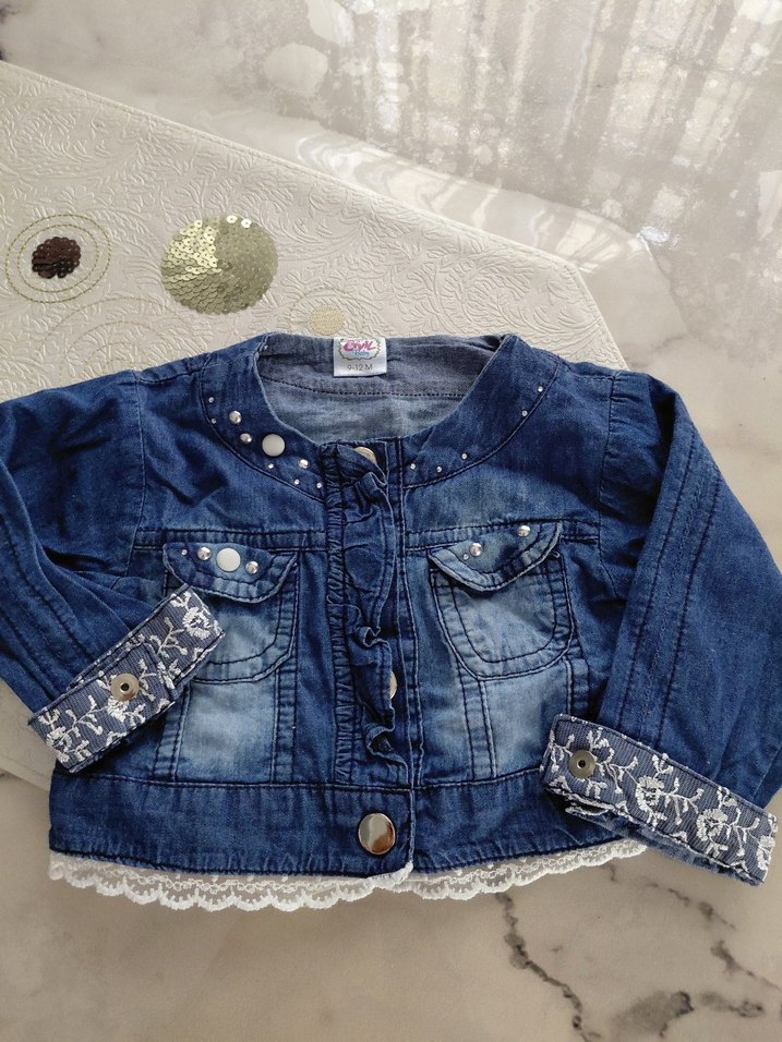 Nakışlı Düğmeli İnce  Kot Ceket - Görsel 2