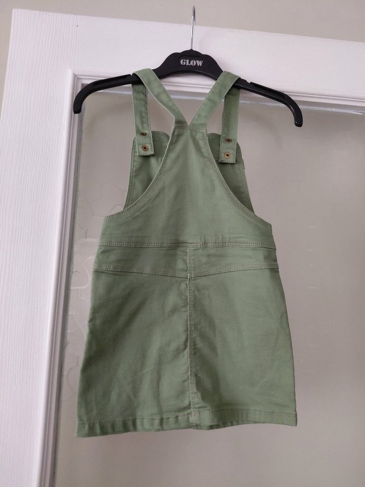 Kız Çocuk Keten Askılı Kemerli Elbise - Görsel 4