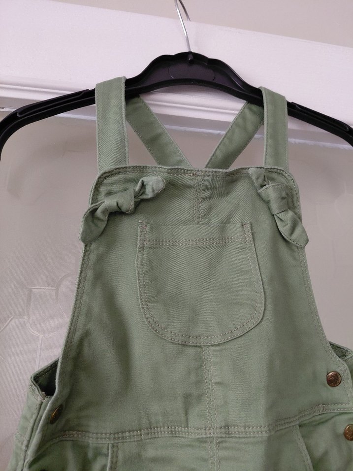 Kız Çocuk Keten Askılı Kemerli Elbise - Görsel 2