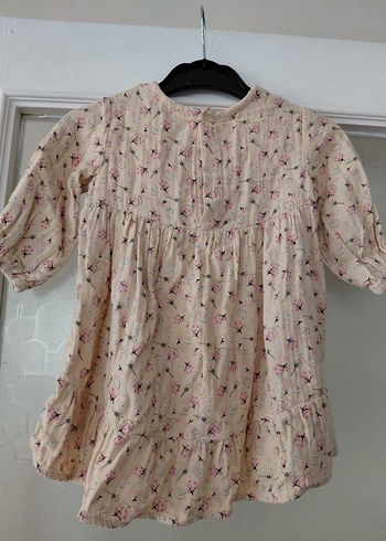 Bej Renkli Uzun Kollu Kız Elbisesi - Görsel 2