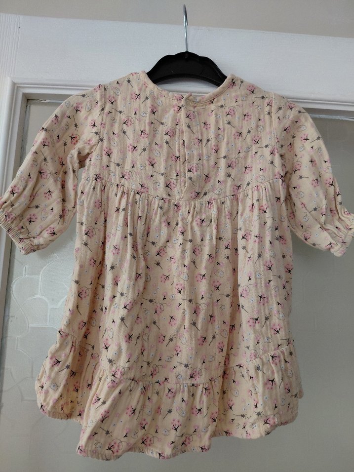 Bej Renkli Uzun Kollu Kız Elbisesi - Görsel 2