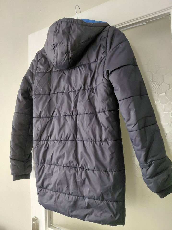 Erkek Çocuk Kapüşonlu Fermuarlı Mavi Mont - Görsel 3