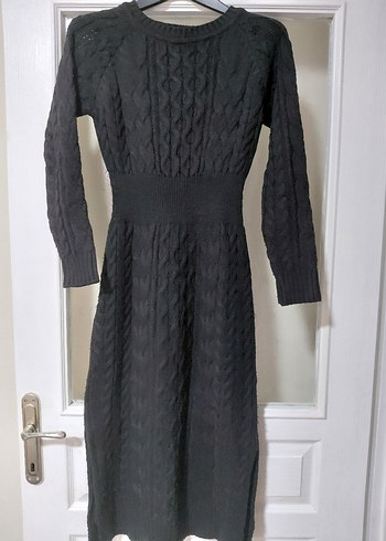 Siyah Triko Uzun Kollu Elbise - Görsel 3