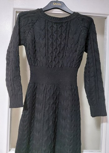 Siyah Triko Uzun Kollu Elbise - Görsel 5