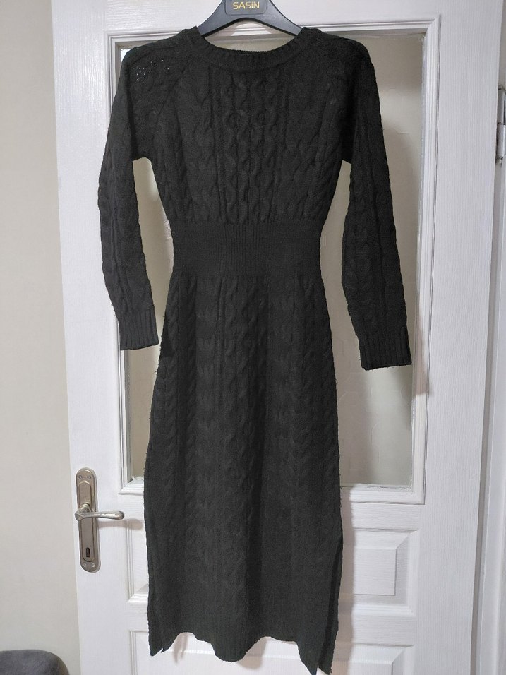 Siyah Triko Uzun Kollu Elbise - Görsel 2