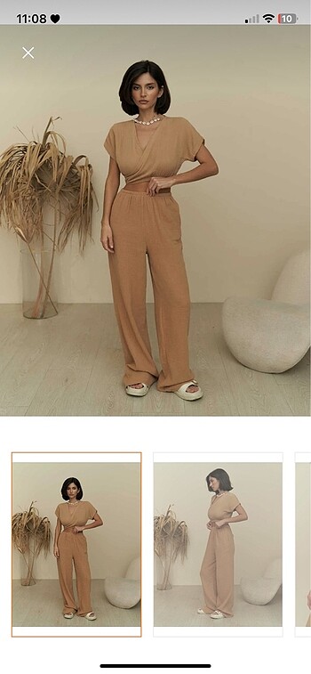 m Beden camel Renk BOHEMAİ MÜSLİN CROP TAKIM