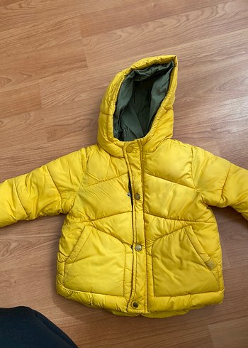 12-18 Ay Beden Sarı Kapüşonlu Erkek Çocuk Mont