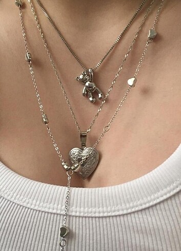  E.L.F Y kalp kolye çelik silver 