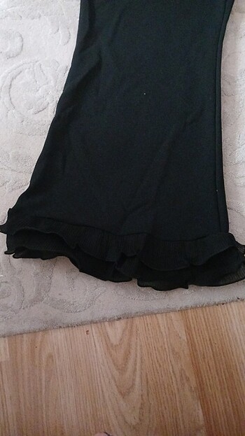 48 Beden siyah Renk Shein şık fırfirlı paçalı pantolon