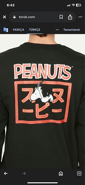 Arka yüzü peanuts baskılı sweatshirt