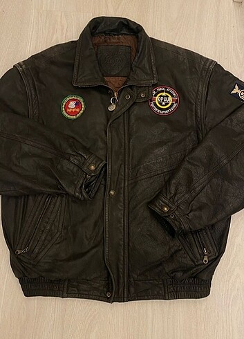 l/xl Beden 90 s orjinal vintage bomber deri ceket