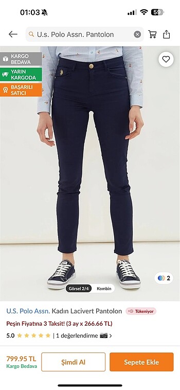 U.S Polo Assn. U.S Polo Assn Lacivert skinny pantolon