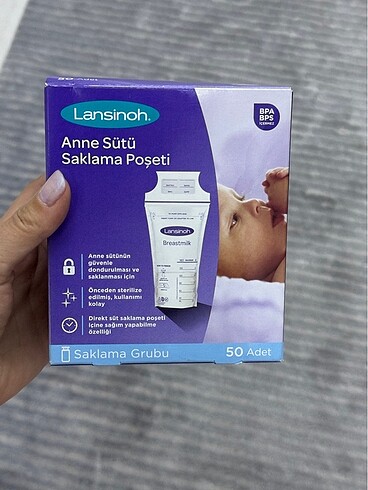Lansinoh anne sütü saklama poşeti