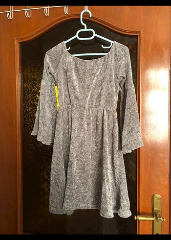 Gri Midi Kadın Bohem Elbise - Görsel 3