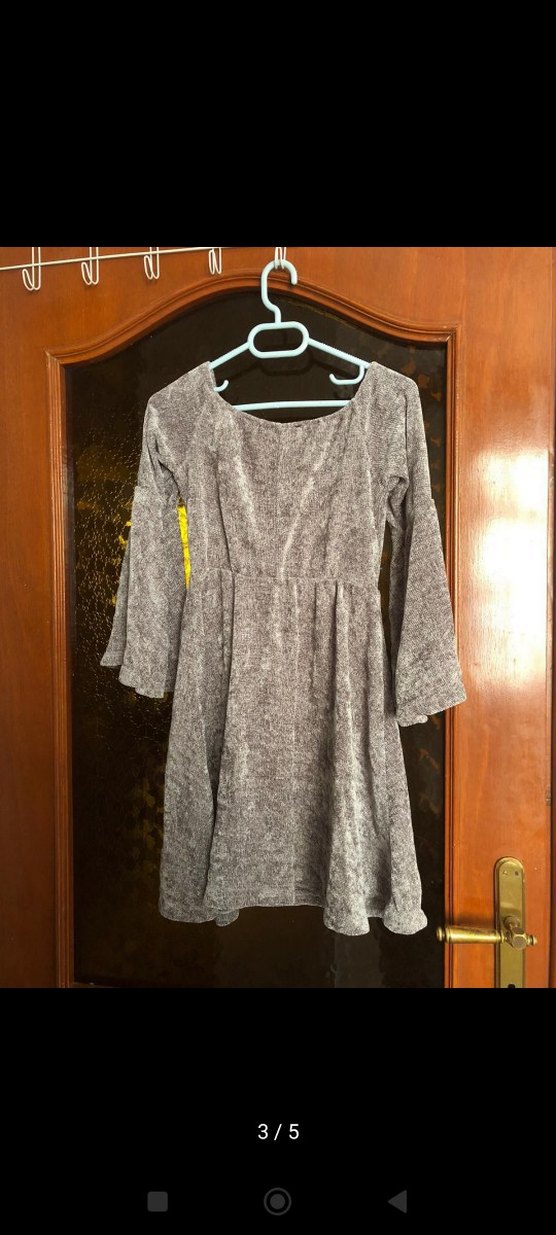 Gri Midi Kadın Bohem Elbise - Görsel 3