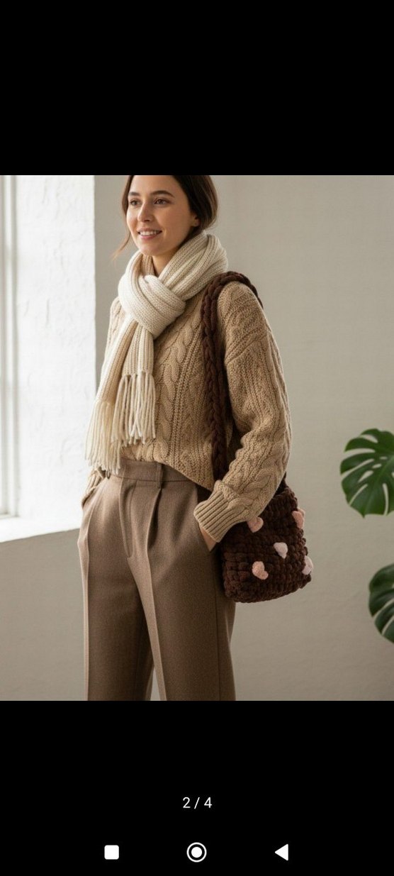 Handmade Kalpli Puffy Örgü Çanta  - Görsel 2