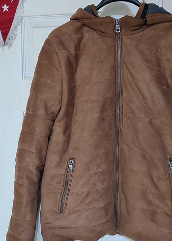 Düğmeli Kahverengi Kadın Süet Kışlık Ceket - Görsel 3