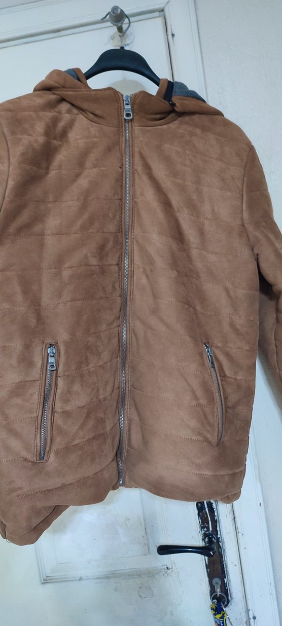 Düğmeli Kahverengi Kadın Süet Kışlık Ceket - Görsel 2