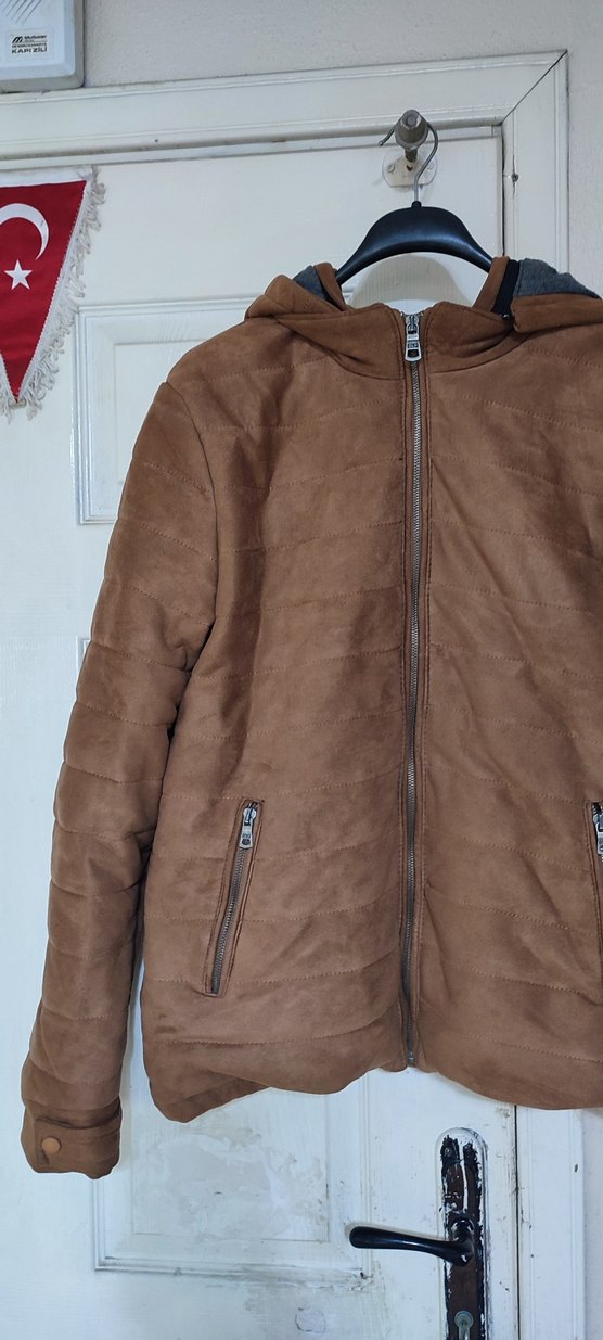 Düğmeli Kahverengi Kadın Süet Kışlık Ceket - Görsel 3