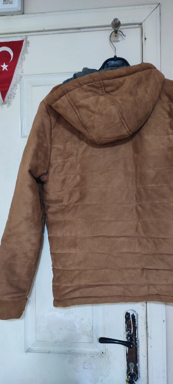 Düğmeli Kahverengi Kadın Süet Kışlık Ceket - Görsel 4