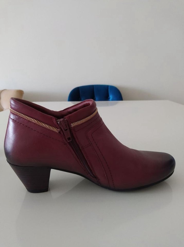 Bordo Deri Kadın Dolgu Topuk Bot — görsel 3/5