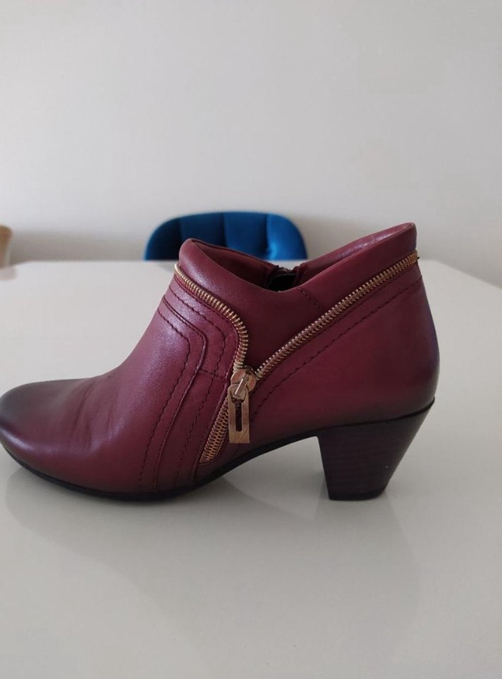Bordo Deri Kadın Dolgu Topuk Bot — görsel 2/5