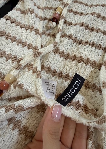 Bej Zebra Desenli Uzun Kollu Triko Elbise - Görsel 3