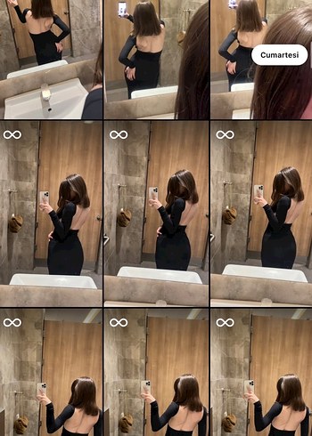 Sırt Detaylı Siyah Kadın elbise - Görsel 6