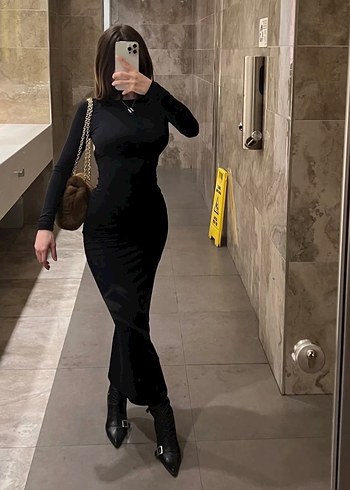 Sırt Detaylı Siyah Kadın elbise - Görsel 5