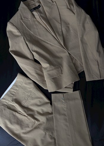 Bej Kadın Parlak Takım Elbise - Görsel 6