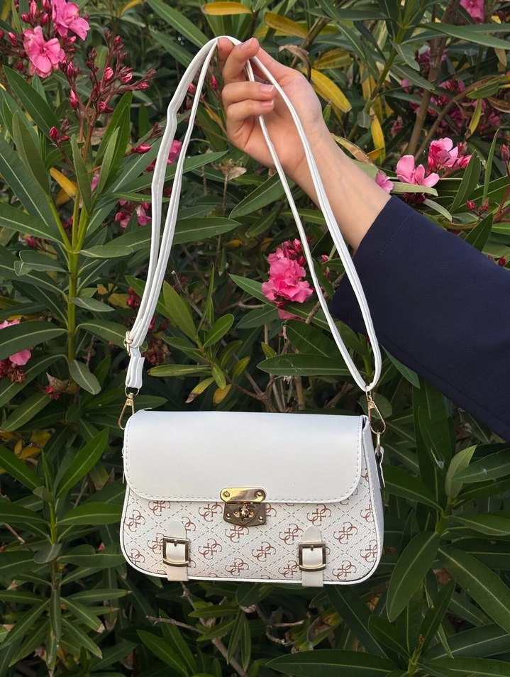 Tokalı Beyaz Baskılı Kadın Çanta - Görsel 2