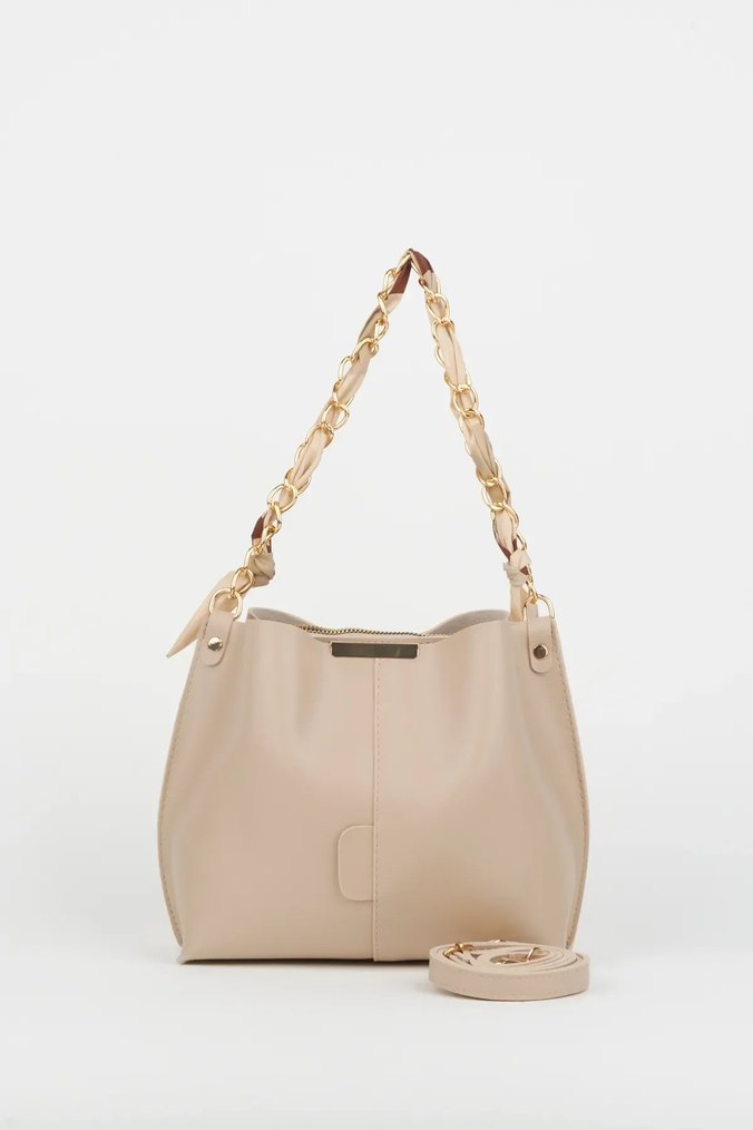 Beyaz Deri Minimalist Kadın Çanta - Görsel 5