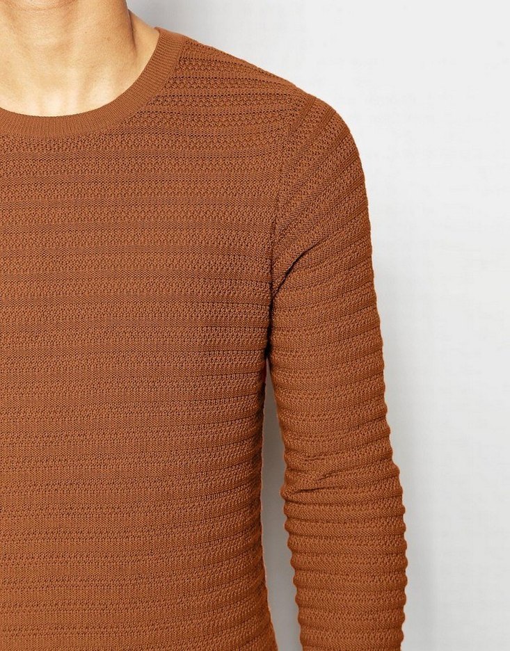 Pull & Bear Esnek Kahverengi Regular Fit Triko Kazak - Görsel 4