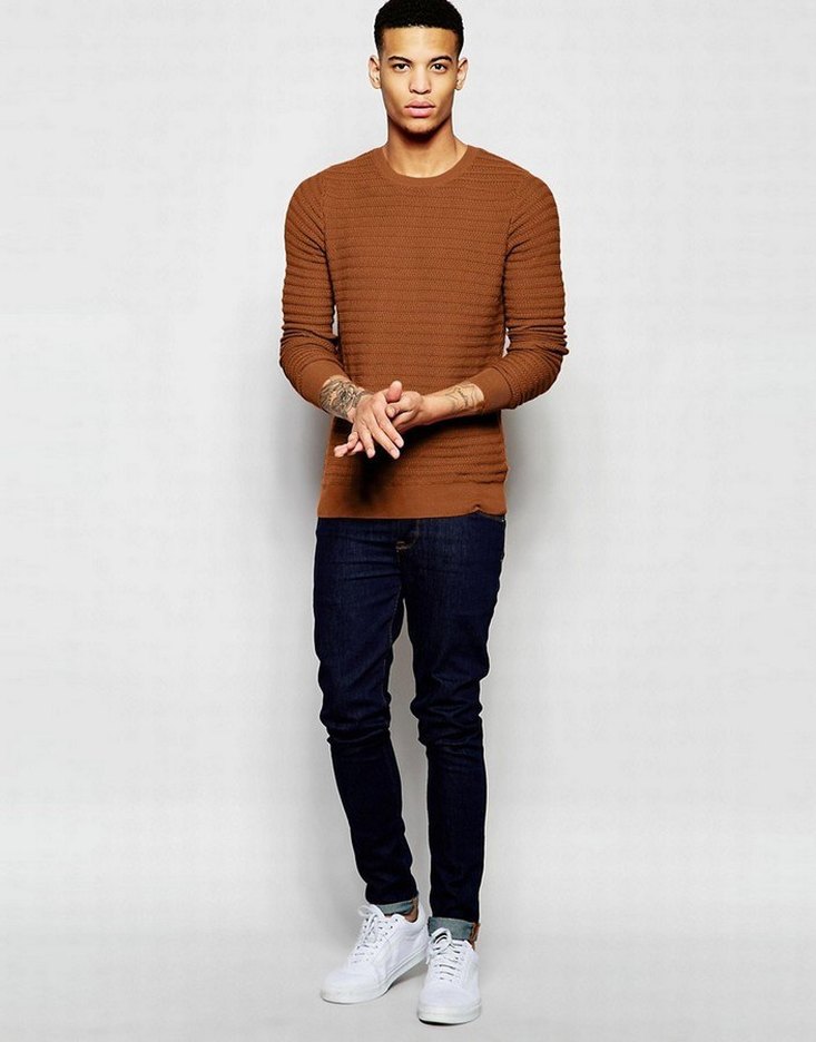 Pull & Bear Esnek Kahverengi Regular Fit Triko Kazak - Görsel 2