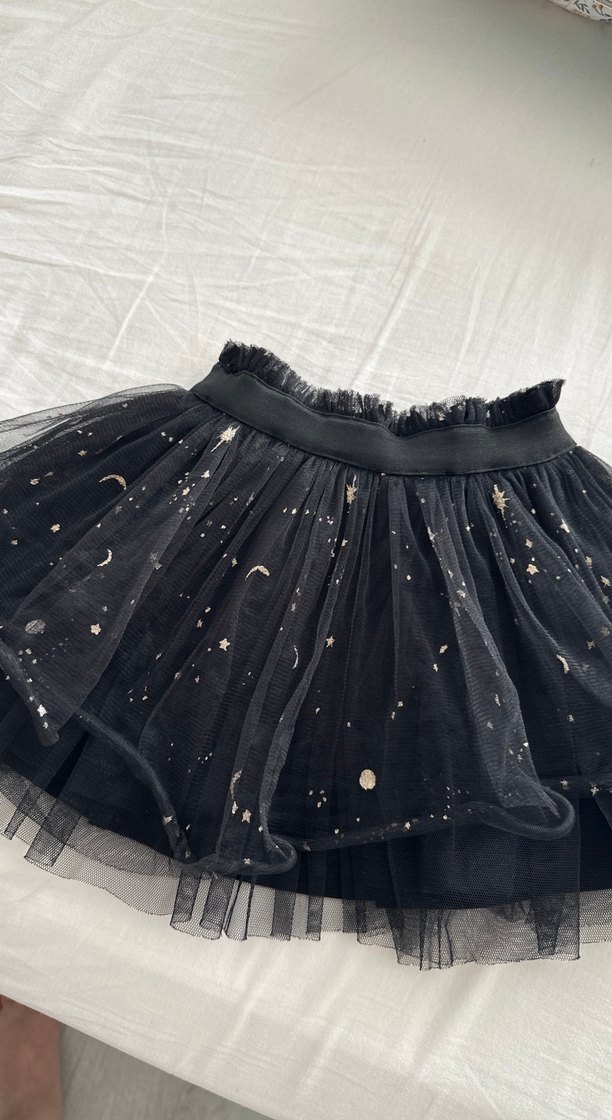 Kız Çocuk Siyah Nakışlı Fırfırlı Etek - Görsel 2