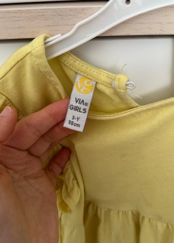 Kız Çocuk Sarı Fırfırlı Elbise - Görsel 2