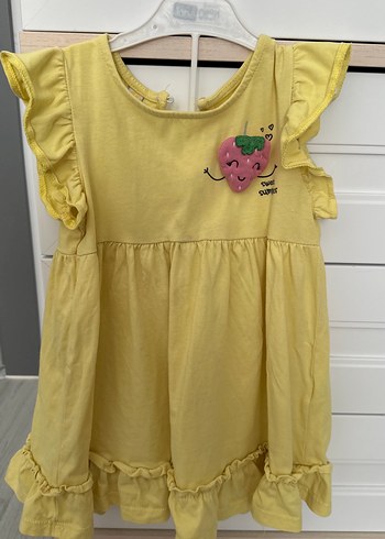 Kız Çocuk Sarı Fırfırlı Elbise - Görsel 3