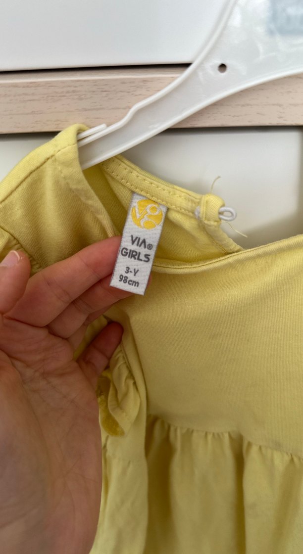 Kız Çocuk Sarı Fırfırlı Elbise - Görsel 2