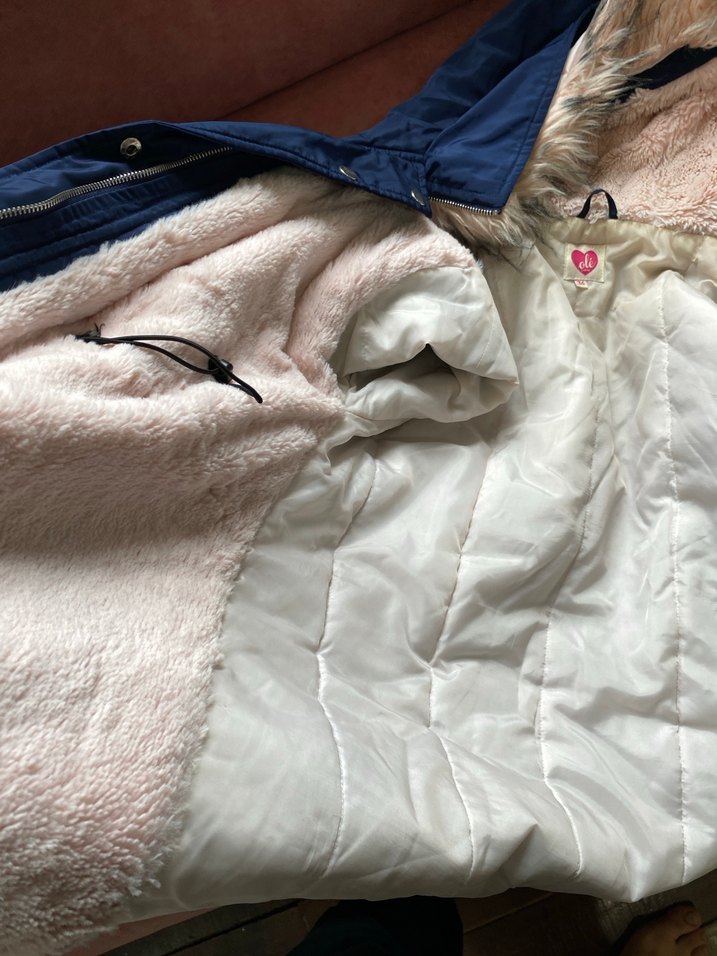 Kürklü Kapüşonlu Mavi Kadın Kış Montu - Görsel 5