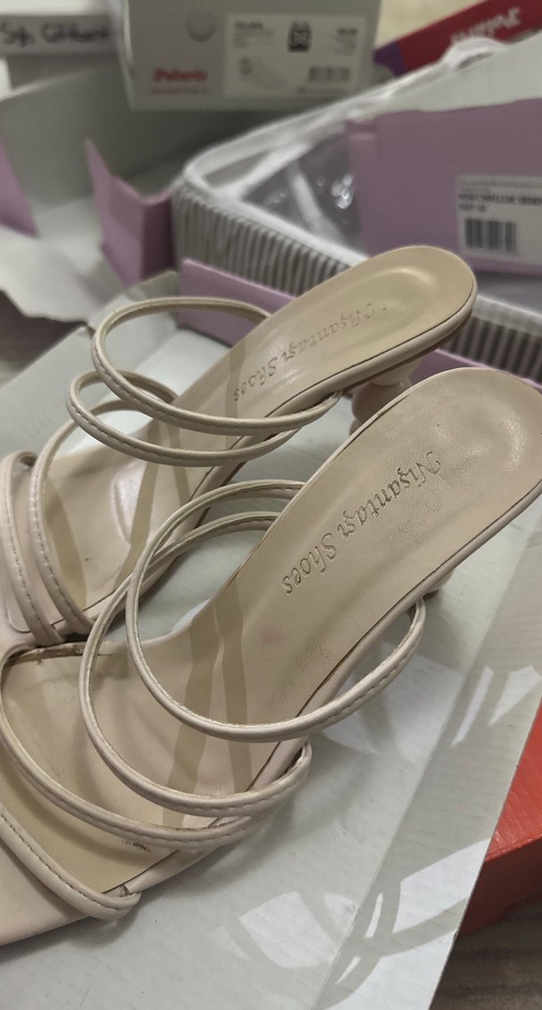 Bej Minimalist İnce Topuklu Kadın Sandalet - Görsel 2