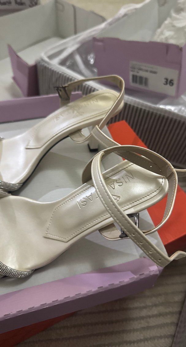 Beyaz Yılan Desenli Stiletto Topuklu Kadın Ayakkabı - Görsel 2