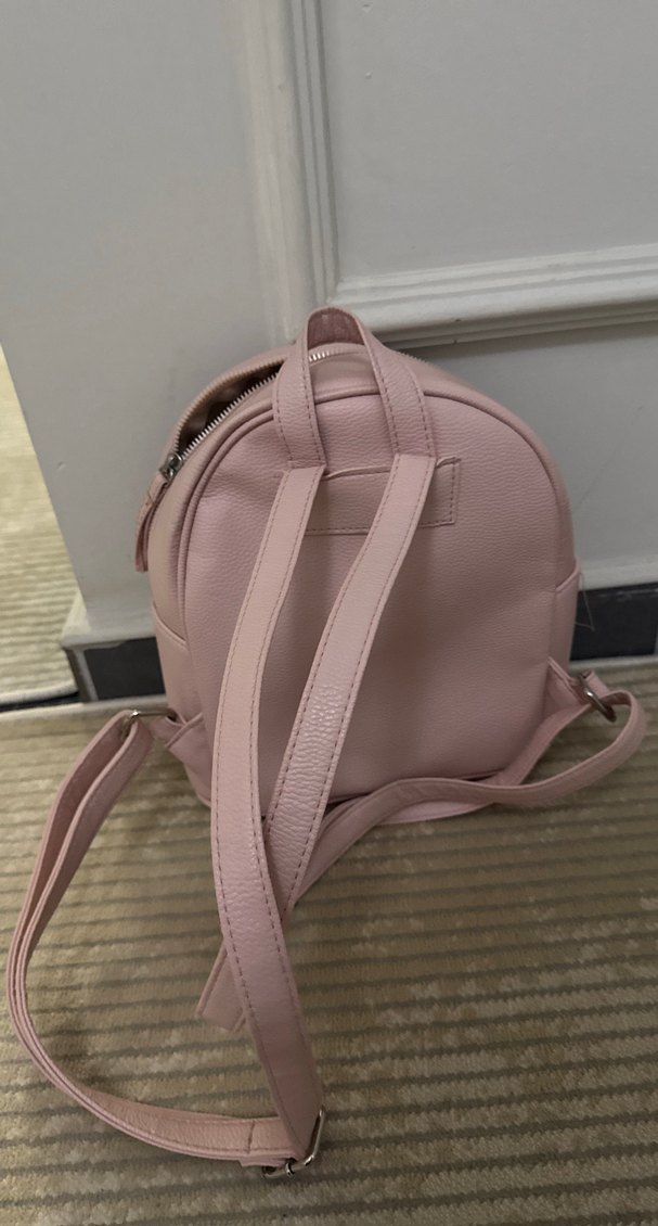 Pembe Deri Kadın Sırt Çantası - Görsel 2