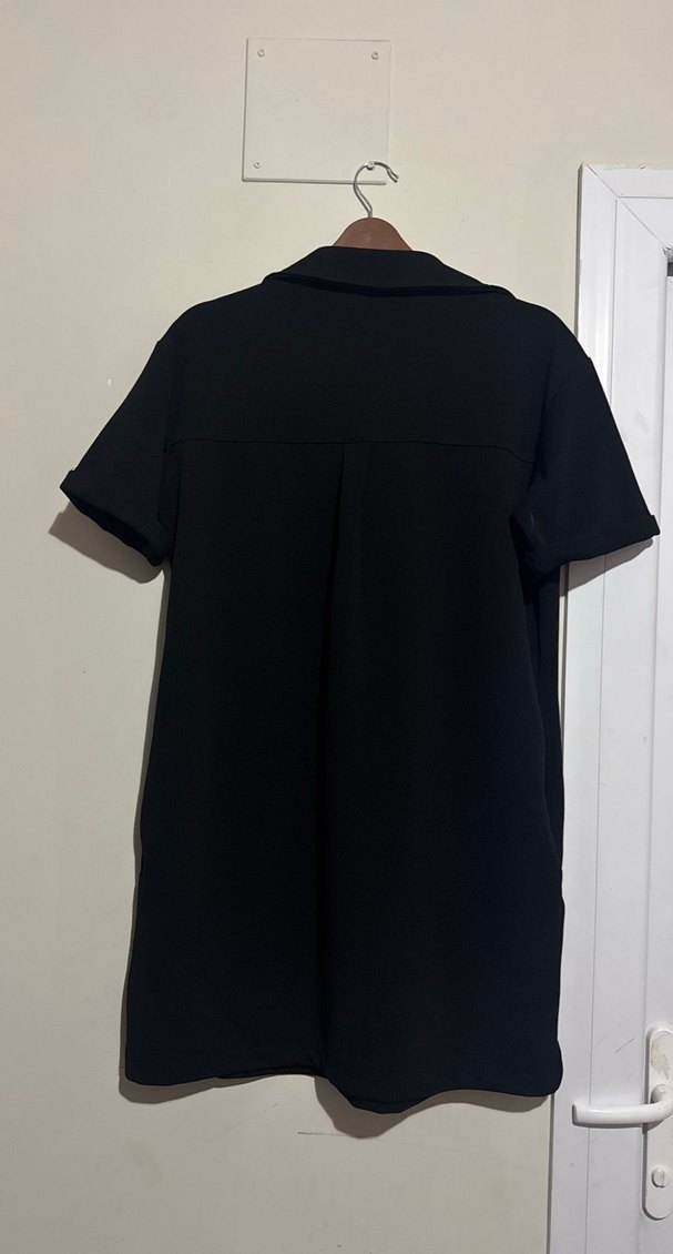 Siyah Midi Casual Elbise - Görsel 3