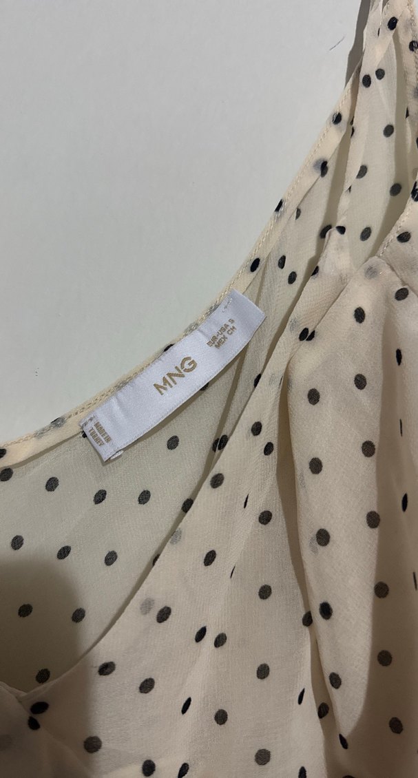 Beyaz Puantiyeli Drapeli Mini Askılı Yelek - Görsel 3