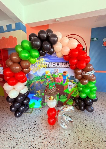 Renkli Minecraft Temalı Balon Süsleme Seti