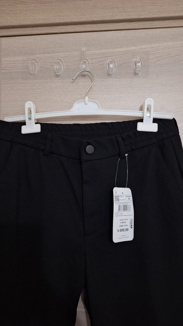 Erkek Siyah Midi Kumaş Pantolon - Görsel 3