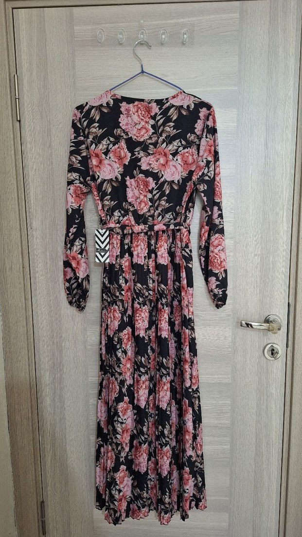 Pembe Çiçekli Uzun Bohem Elbise - Görsel 5