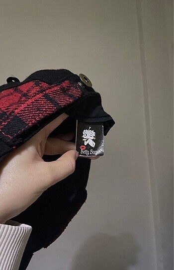 Beden siyah Renk Betty boop kasket şapka ekose